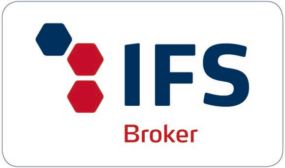 IFS Broker Logo mit roten und blauen Waben.